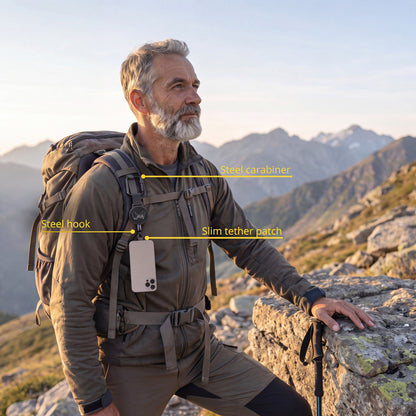 BOND Retractable Phone Tether — Anti-Drop Leash with Steel Carabiner